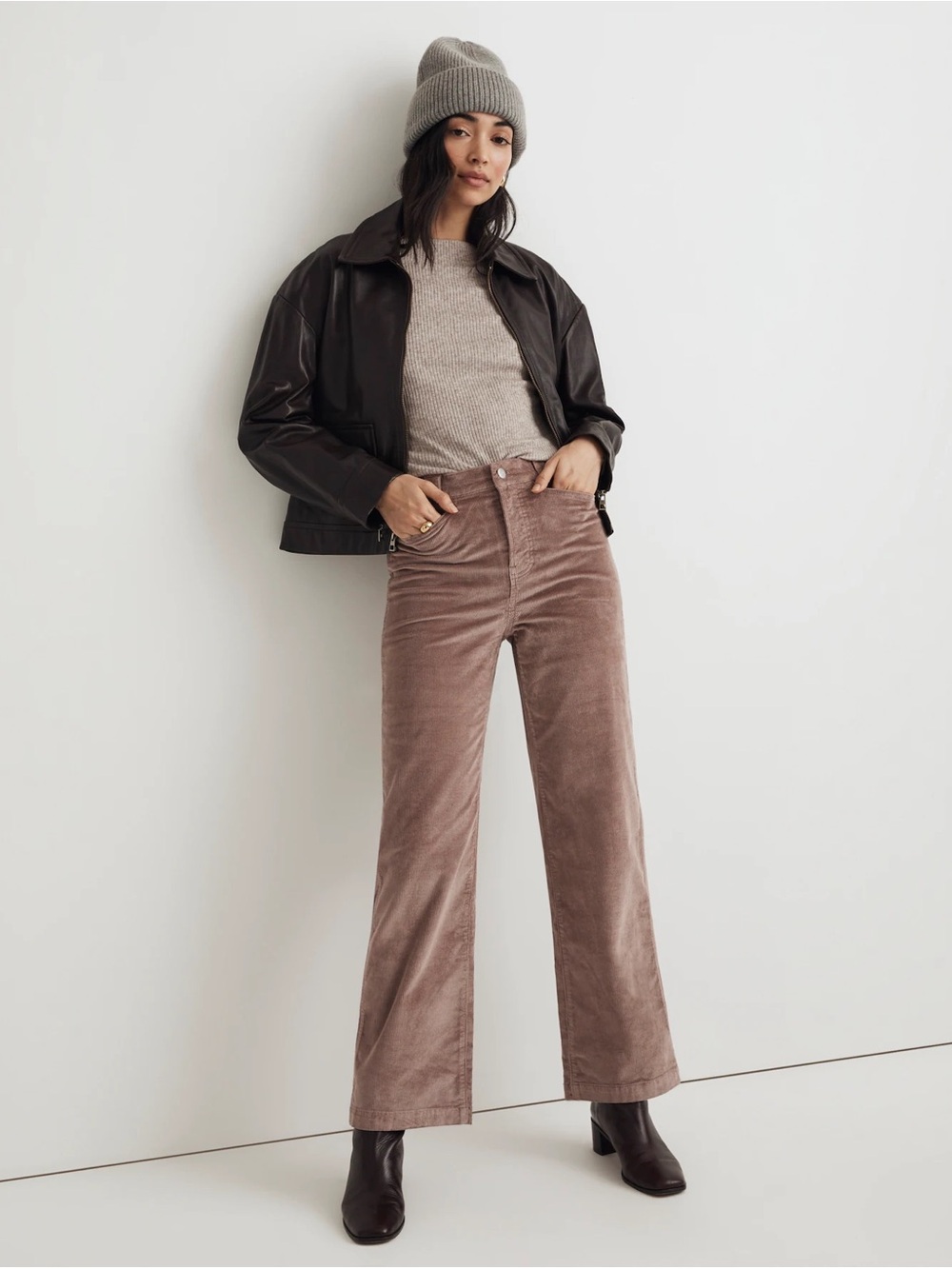 Madewell Wide-Leg Corduroy Jeans in Taupe